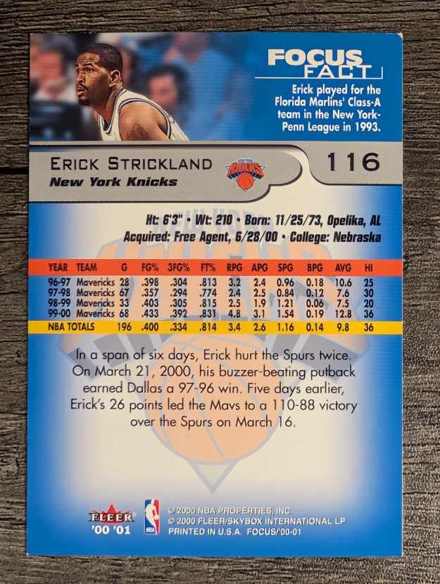 2000-01 Fleer Focus #116 Erick Strickland