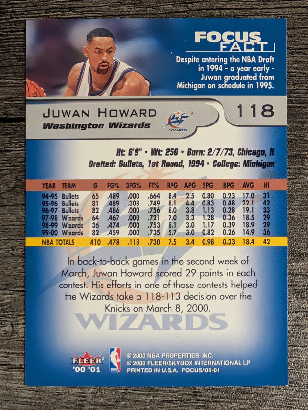 2000-01 Fleer Focus #118 Juwan Howard