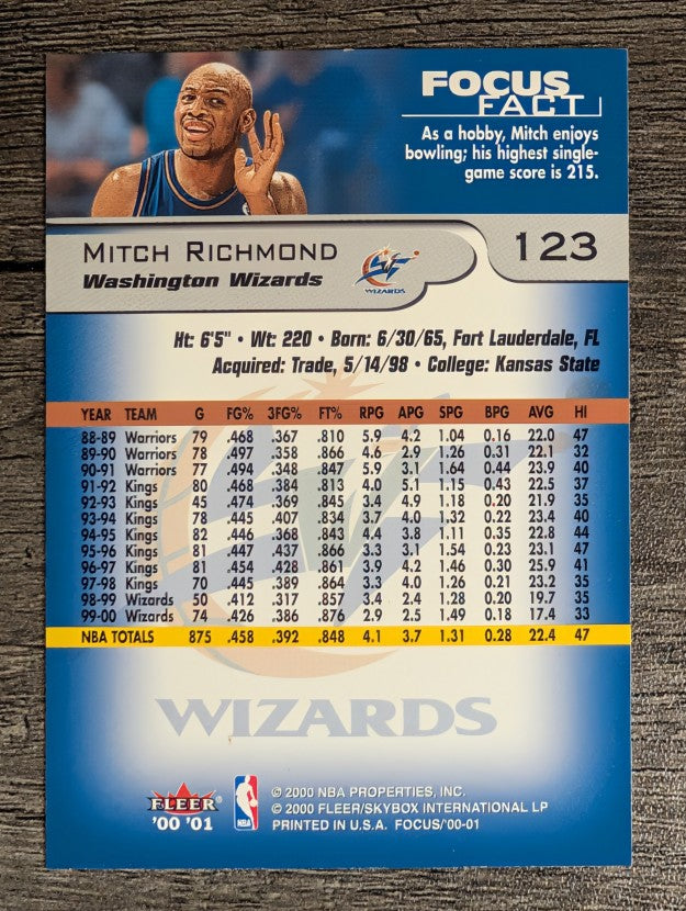 2000-01 Fleer Focus #123 Mitch Richmond
