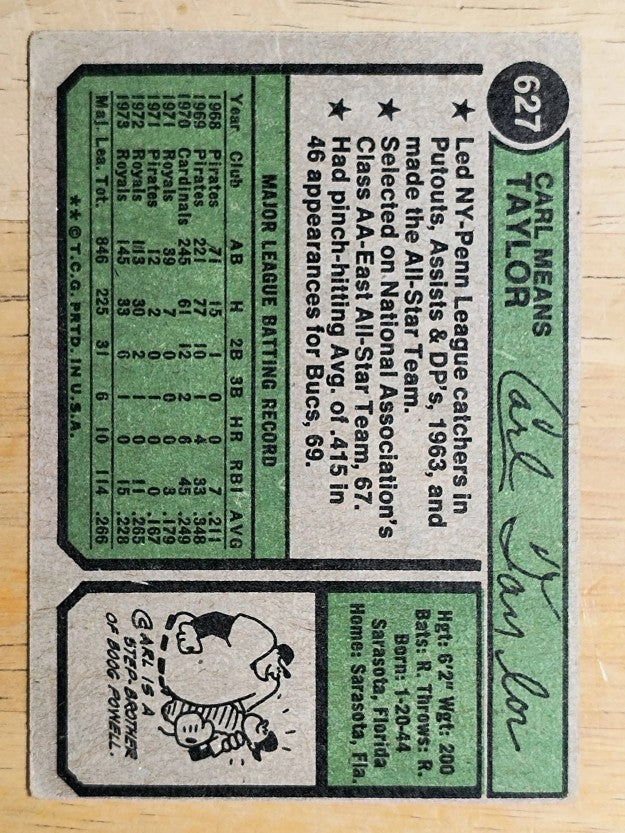 1974 Topps #627 Carl Taylor (VG)