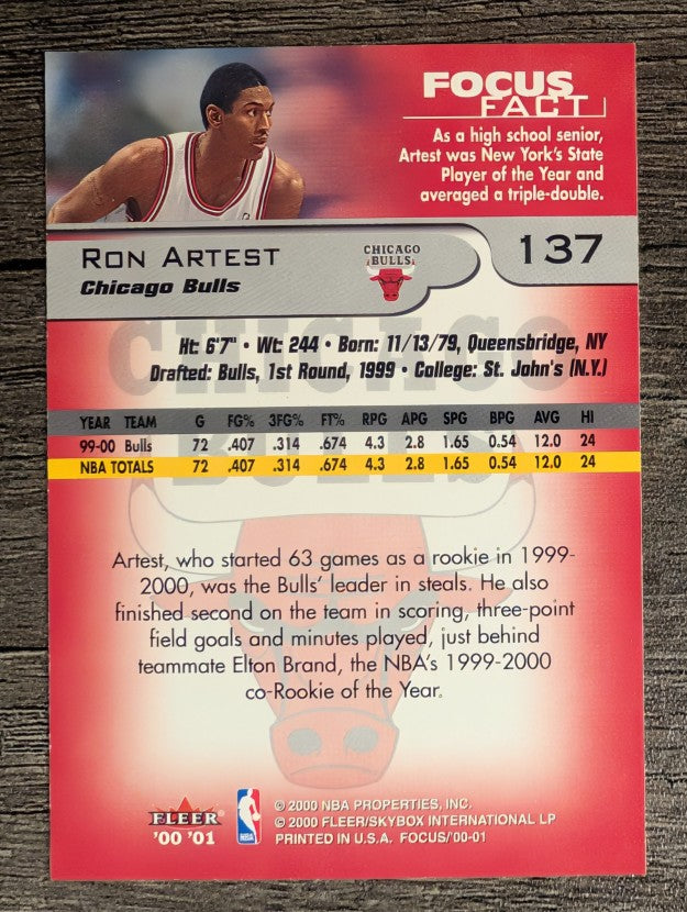 2000-01 Fleer Focus #137 Ron Artest