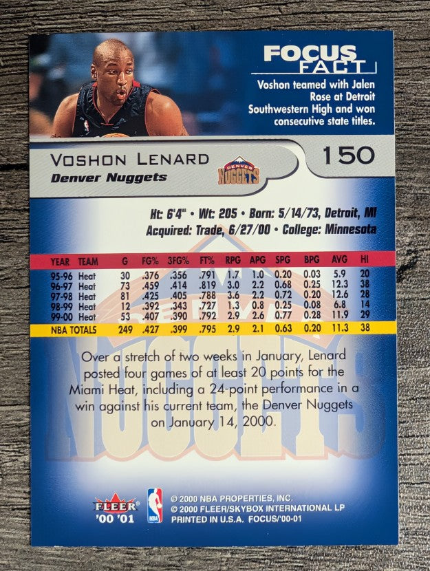 2000-01 Fleer Focus #150 Voshon Lenard
