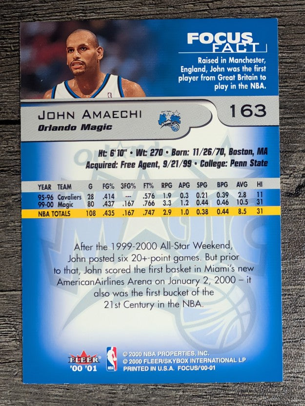 2000-01 Fleer Focus #163 John Amaechi