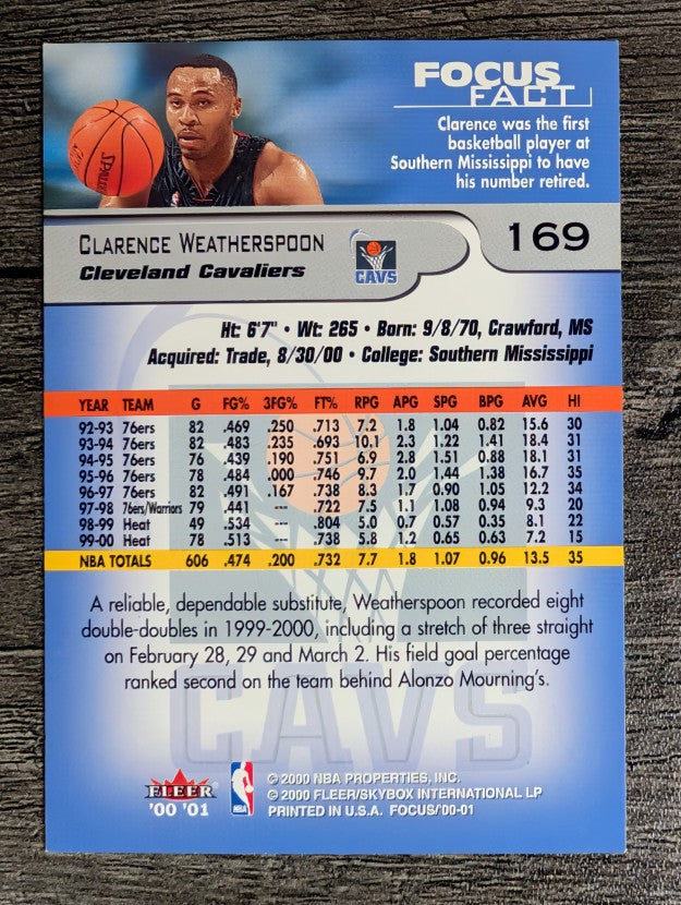 2000-01 Fleer Focus #169 Clarence Weatherspoon