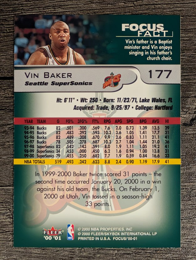 2000-01 Fleer Focus #177 Vin Baker