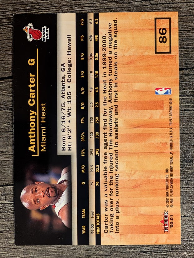 2000-01 Fleer Triple Crown #86 Anthony Carter