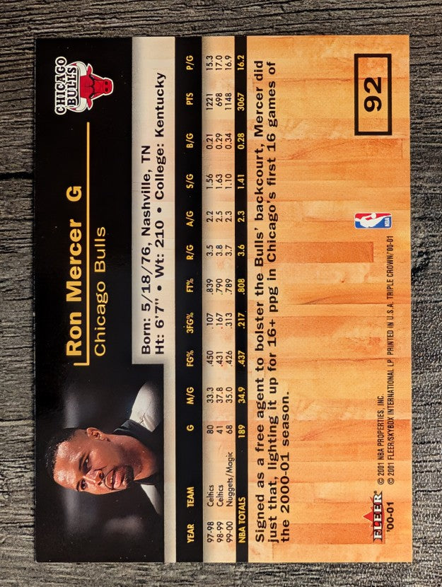 2000-01 Fleer Triple Crown #92 Ron Mercer