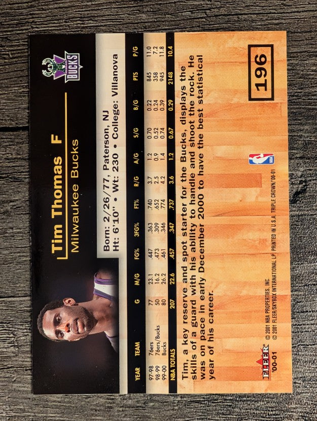 2000-01 Fleer Triple Crown #196 Tim Thomas