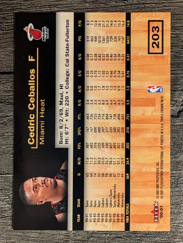 2000-01 Fleer Triple Crown #203 Cedric Ceballos