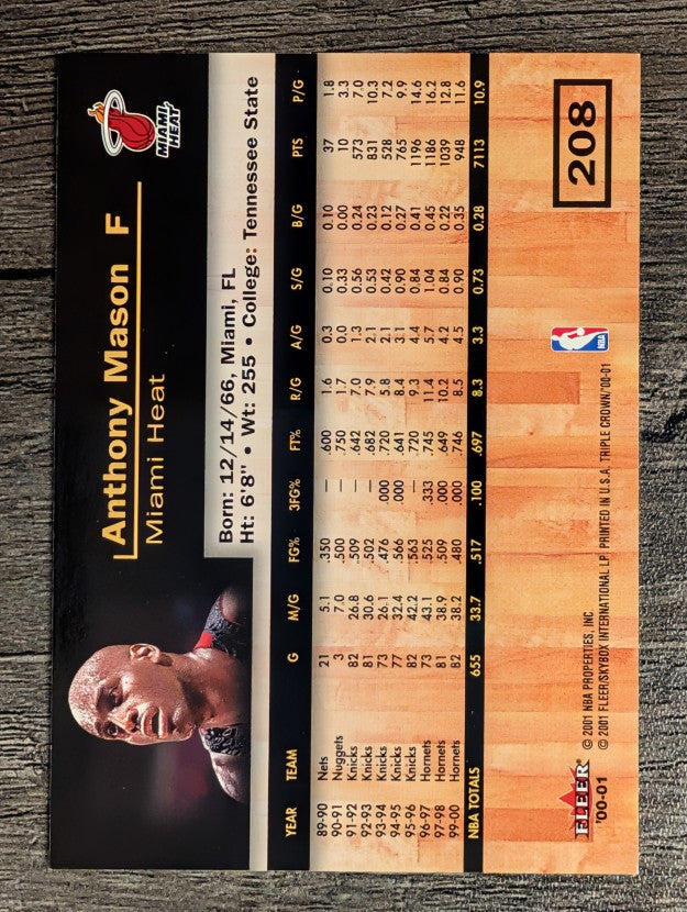 2000-01 Fleer Triple Crown #208 Anthony Mason