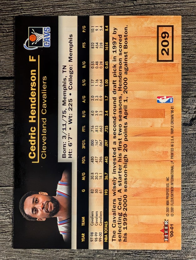 2000-01 Fleer Triple Crown #209 Cedric Henderson