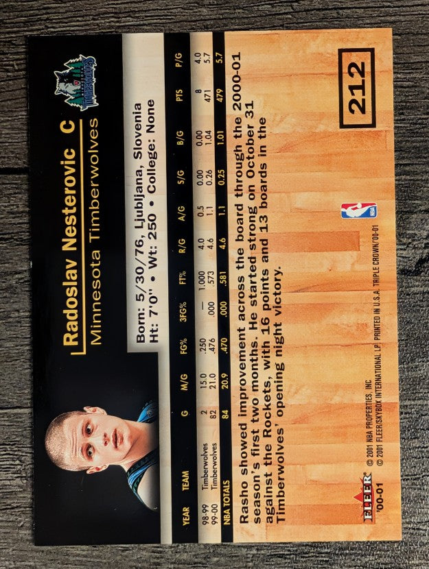 2000-01 Fleer Triple Crown #212 Radoslav Nesterovic