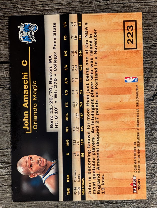 2000-01 Fleer Triple Crown #223 John Amaechi