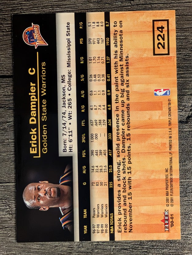 2000-01 Fleer Triple Crown #224 Erick Dampier