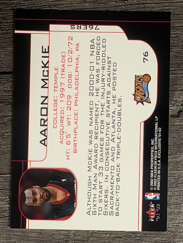 2001-02 Fleer Exclusive #76 Aaron McKie