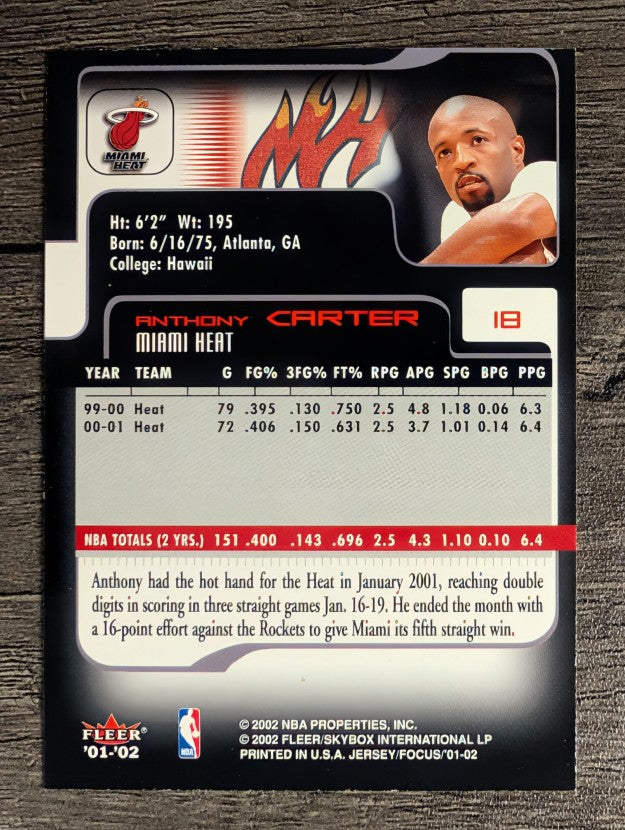 2001-02 Fleer Focus #18 Anthony Carter