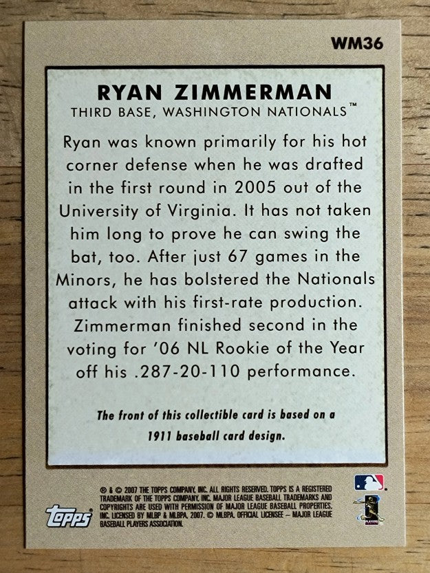 2007 Topps Wal-Mart #WM36 Ryan Zimmerman