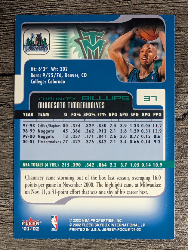 2001-02 Fleer Focus #37 Chauncey Billups