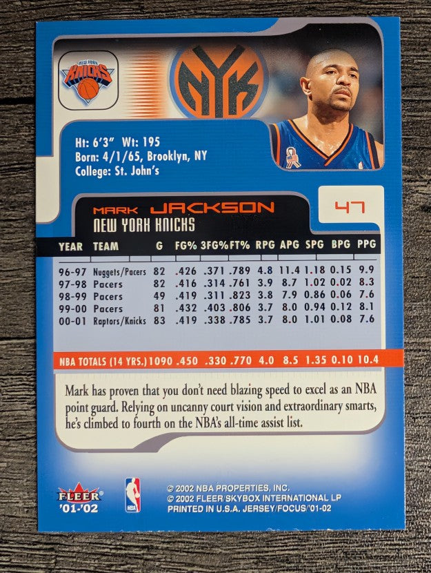 2001-02 Fleer Focus #47 Mark Jackson