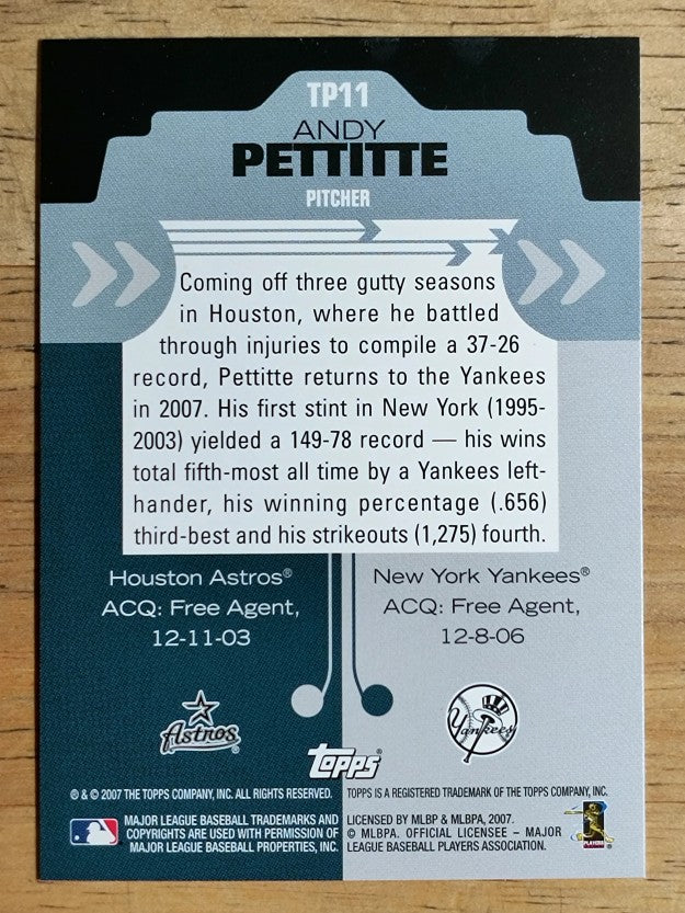 2007 Topps Trading Places #TP11 Andy Pettitte