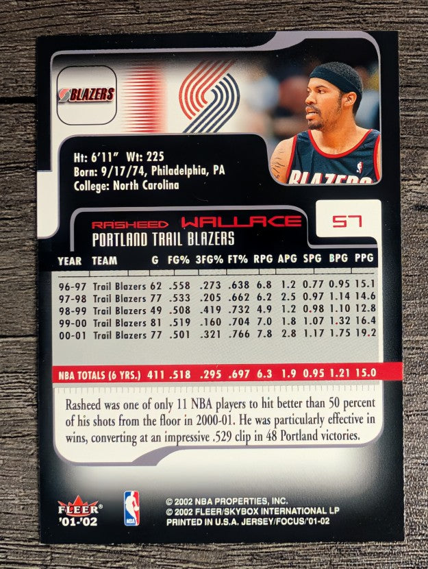 2001-02 Fleer Focus #57 Rasheed Wallace