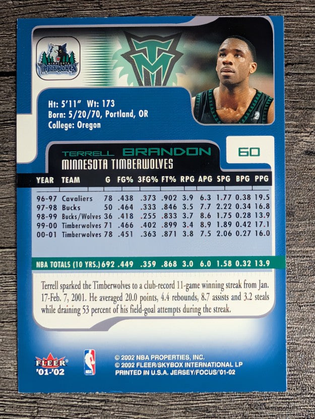 2001-02 Fleer Focus #60 Terrell Brandon