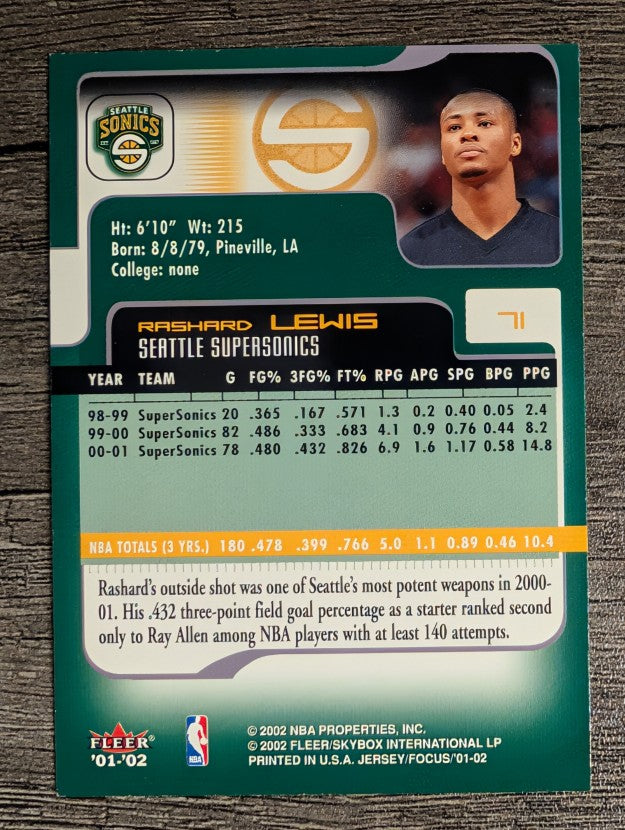 2001-02 Fleer Focus #71 Rashard Lewis
