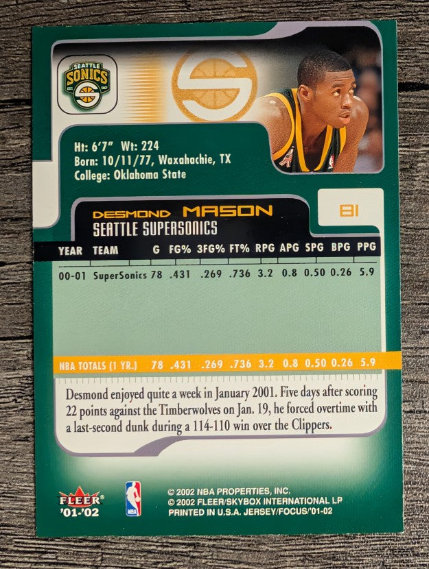 2001-02 Fleer Focus #81 Desmond Mason