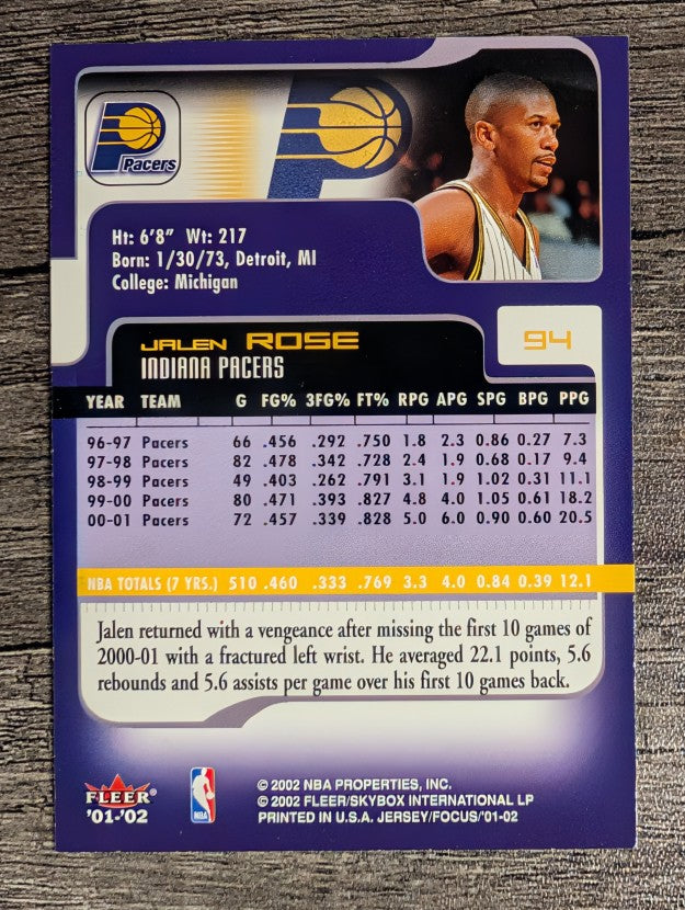 2001-02 Fleer Focus #94 Jalen Rose