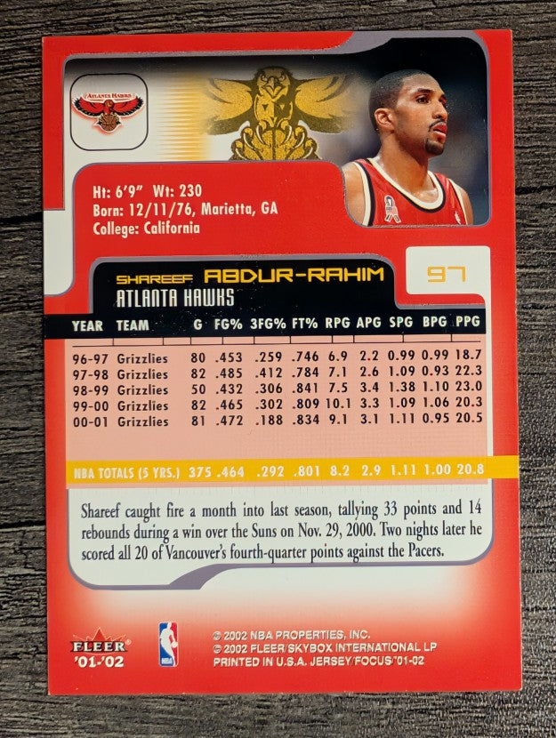 2001-02 Fleer Focus #97 Shareef Abdur-Rahim