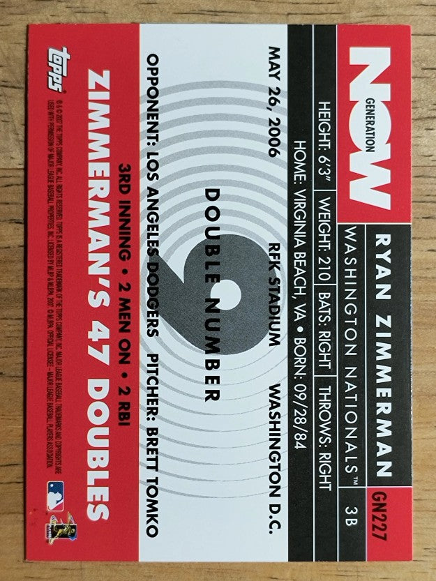2007 Topps Generation Now #GN227 Ryan Zimmerman