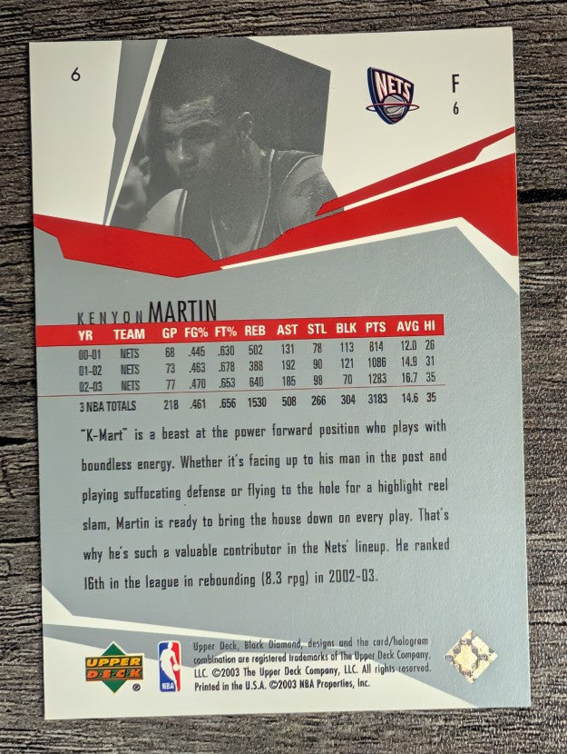 2003-04 Black Diamond #6 Kenyon Martin