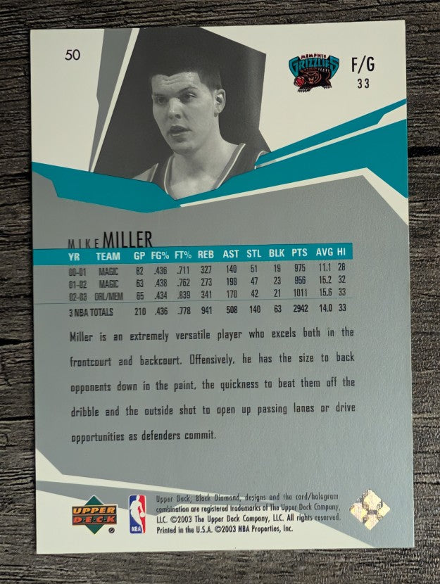 2003-04 Black Diamond #50 Mike Miller