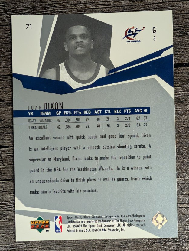 2003-04 Black Diamond #71 Juan Dixon