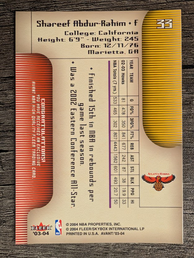 2003-04 Fleer Avant #33 Shareef Abdur-Rahim