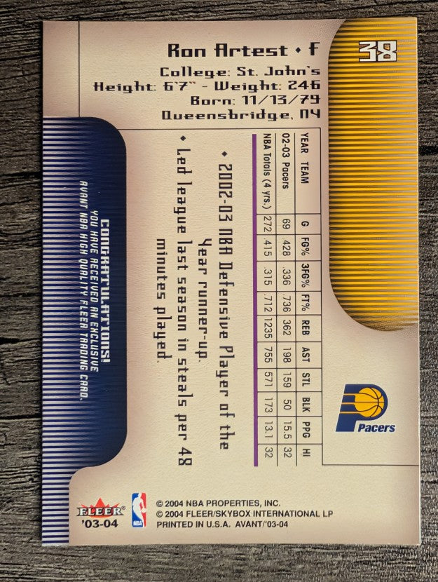 2003-04 Fleer Avant #38 Ron Artest