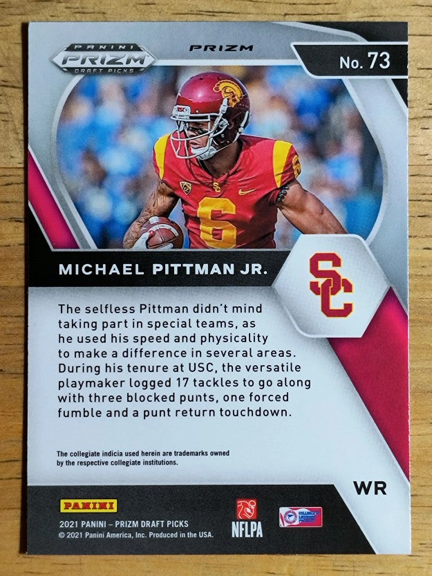 2021 Panini Prizm Draft Picks Prizms Orange Ice #73 Michael Pittman Jr.