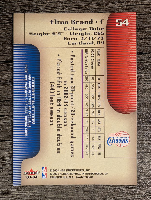 2003-04 Fleer Avant #54 Elton Brand