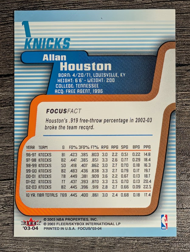 2003-04 Fleer Focus #1 Allan Houston