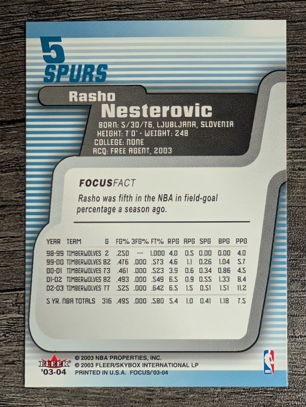2003-04 Fleer Focus #5 Rasho Nesterovic