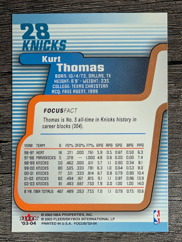 2003-04 Fleer Focus #28 Kurt Thomas