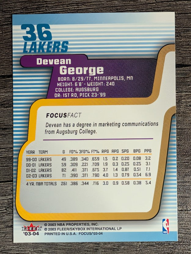 2003-04 Fleer Focus #36 Devean George