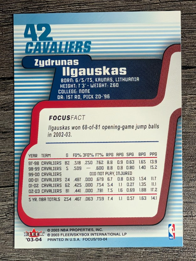 2003-04 Fleer Focus #42 Zydrunas Ilgauskas