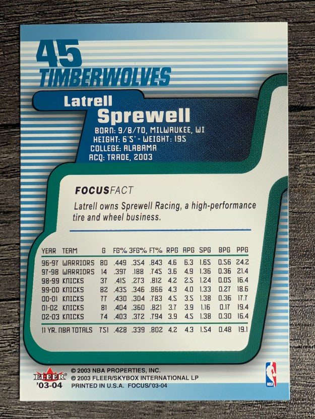 2003-04 Fleer Focus #45 Latrell Sprewell