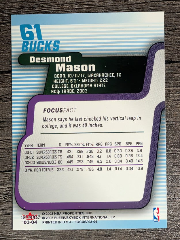 2003-04 Fleer Focus #61 Desmond Mason