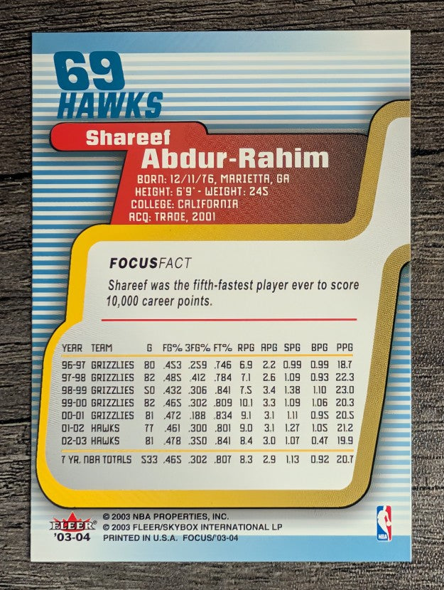 2003-04 Fleer Focus #69 Shareef Abdur-Rahim