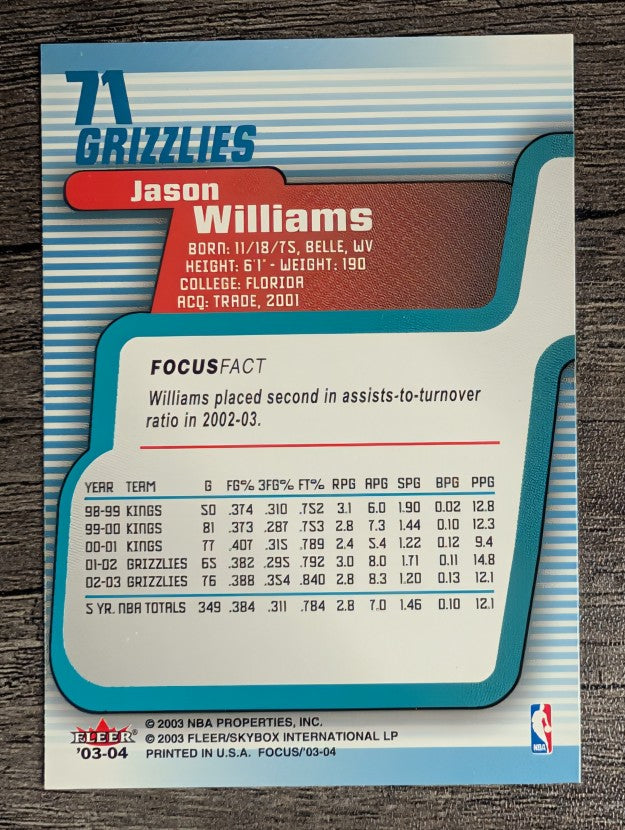 2003-04 Fleer Focus #71 Jason Williams