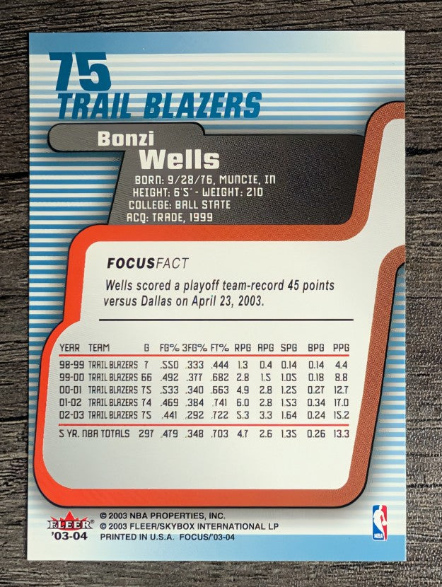 2003-04 Fleer Focus #75 Bonzi Wells
