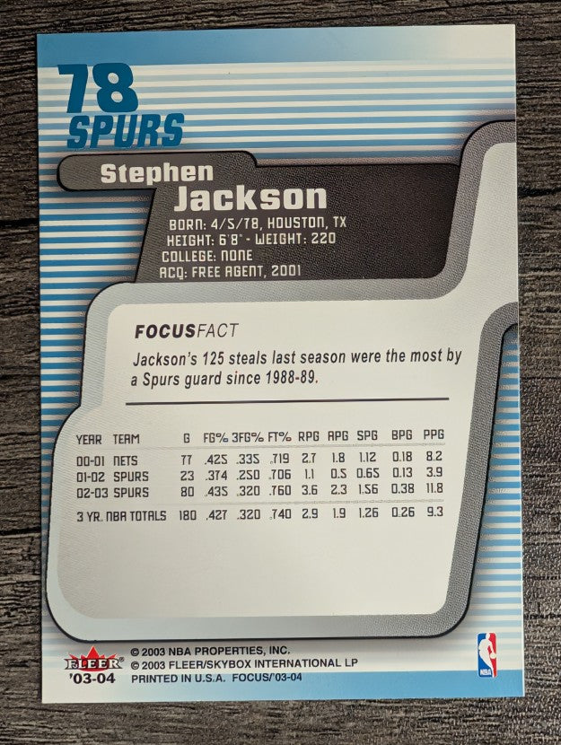 2003-04 Fleer Focus #78 Stephen Jackson