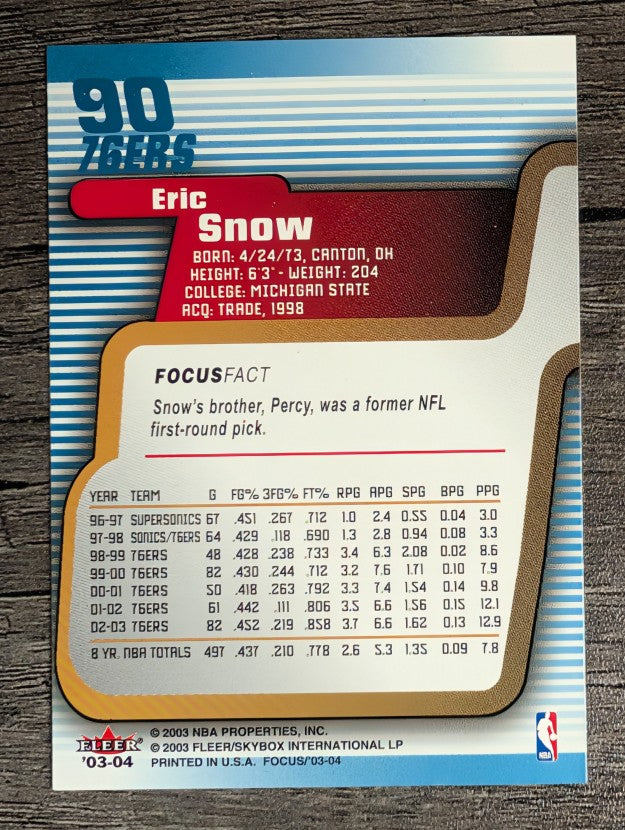 2003-04 Fleer Focus #90 Eric Snow